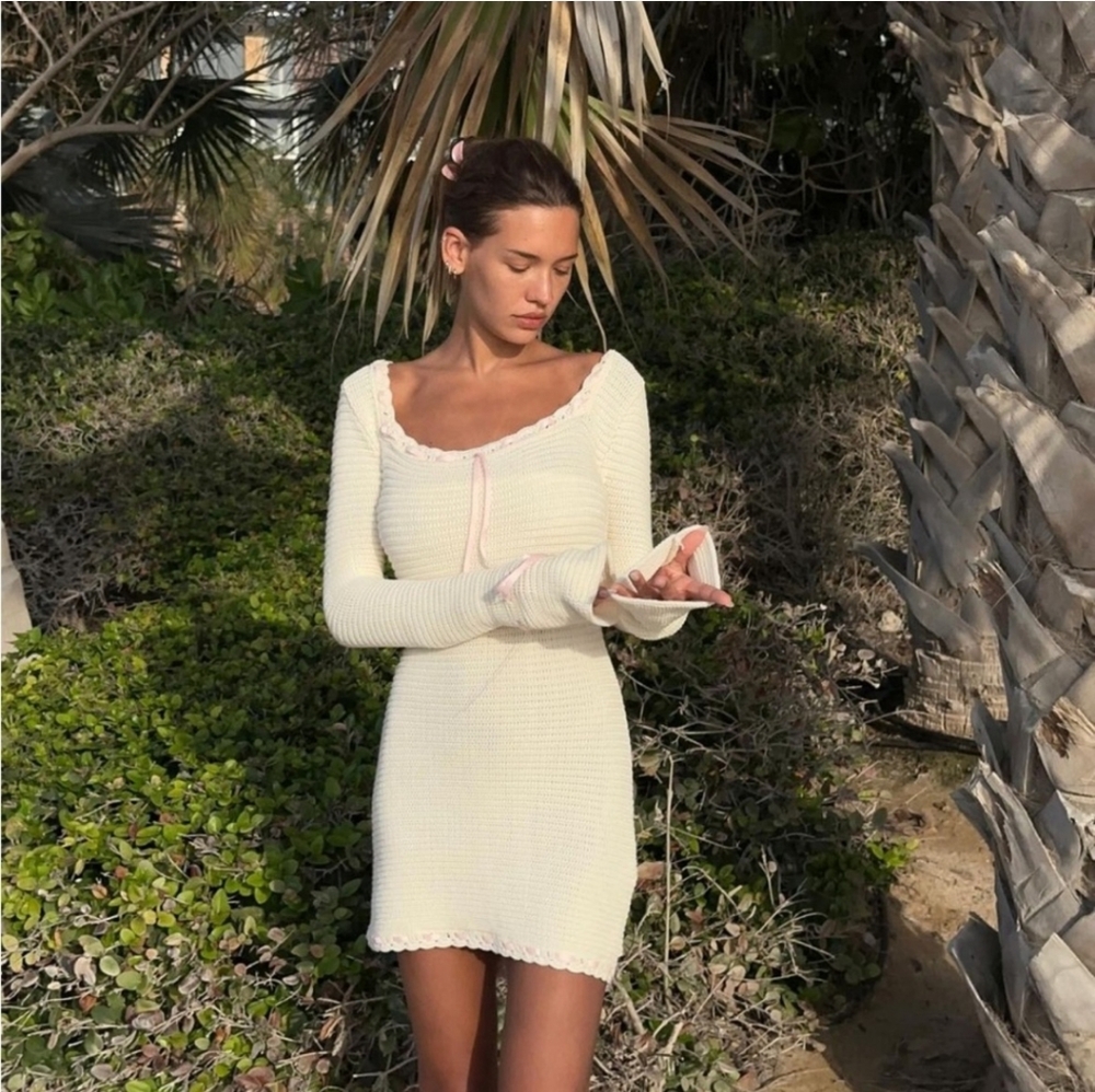 For Love and Lemons Olina Crochet Mini Dress